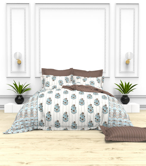 Christie 100% Cotton Striped Satin 220 TC King size Bed Linen Set with 4 Pillow Covers -1